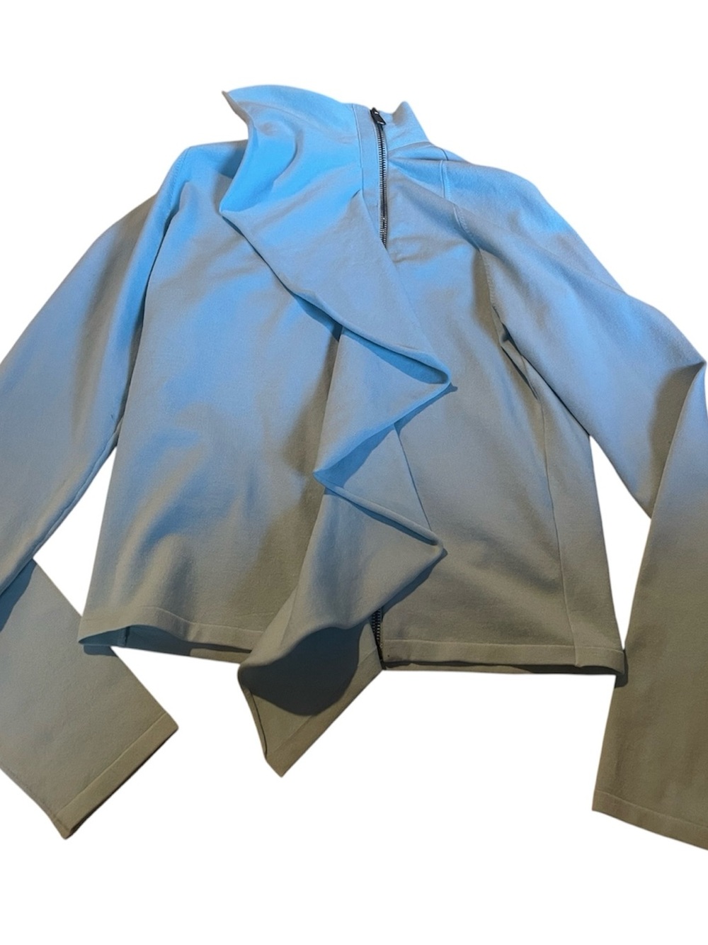 Yves Saint Laurent Light Blue Ruffle Turtleneck Sweater